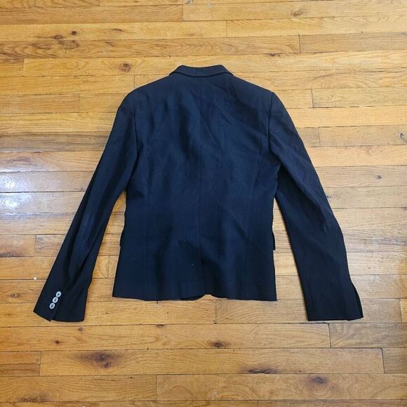 Max Mara Black Virgin Wool Two Button Blazer Coat Size 6 - Picture 4 of 7